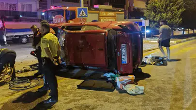 Aydın'da kontrolden çıkan araç takla attı, sürücü yaralandı
