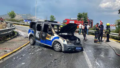 Aydın Efeler'de polis aracında yangın : Araç kullanılamaz hale geldi
