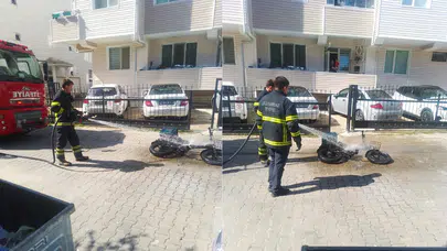 Lüleburgaz'da yangın : Seyir halindeki bisikletin pili patladı