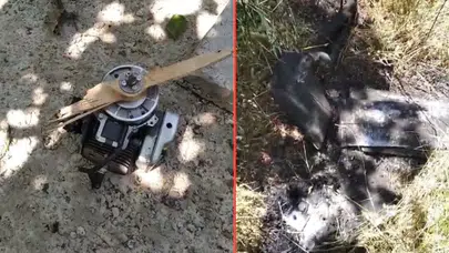 Kastamonu'da evin bahçesine düşen İHA, alev alev yandı