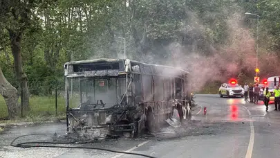 Beykoz'da seyir halindeki İETT otobüsünde yangın