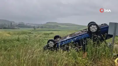 Çorum'da otomobil takla attı, 4 kişi yaralandı