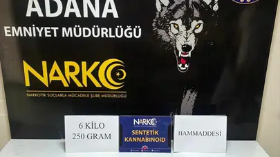Adana'da otomobil kapısına gizlenmiş 6 kilo 250 gram sentetik uyuşturucu ele geçirildi
