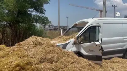 Aydın'da saman yüklü tır köprüye takıldı : Bir kişi yaralandı