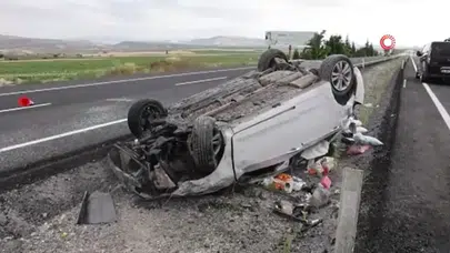 Nevşehir'de kontrolden çıkan otomobil takla attı : 2’si bebek 4 kişi yaralı