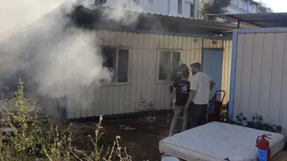 Muğla Bodrum'da işçi konteynerinde yangın