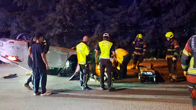 Balıkesir'de takla atan araçtaki 2 kişi yaralandı