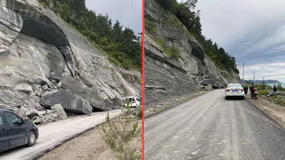 Sinop Ayvancık'ta heyelan meydana geldi : Yol ulaşıma kapatıldı