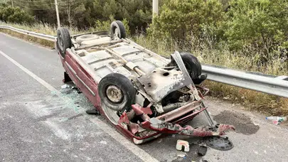 Manisa'da kontrolden çıkan otomobil takla attı : 2 yaralı