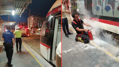 Samsun'da tramvayda yangın paniği : Yolcular tahliye edildi