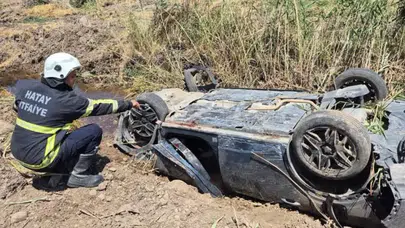 Hatay Kırıkhan'da takla atan otomobil hurdaya döndü : Sürücü yaralandı