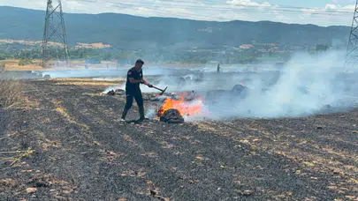 Çanakkale Çan'da tarım arazisinde yangın : Ekipler kontrol altına aldı