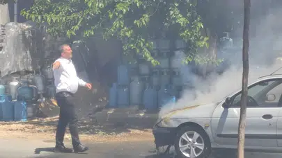 Diyarbakır Dicle'de seyir halindeki otomobil patlayıp alev aldı