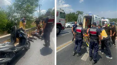 Tekirdağ’da kontrolden çıkan motosiklet devrildi : 1’i çocuk 3 yaralı
