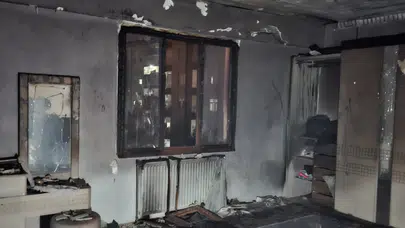 Diyarbakır'da çıkan yangında üst katta mahsur kalan iki kadın merdivenli araçla kurtarıldı