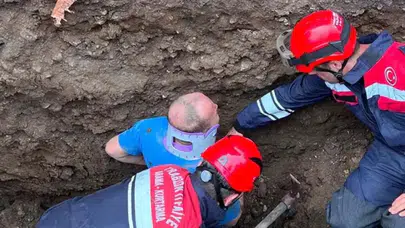 Trabzon'da altyapı çalışmasında göçük