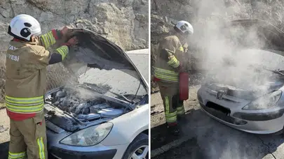 Hatay’da seyir halindeki otomobil alev alev yandı