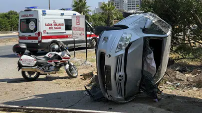 Mersin'de kontrolden çıkan otomobil devrildi : 4 yaralı