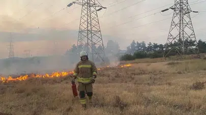 Hatay Erzin'de trafoda çıkan yangın otluk alana sıçradı