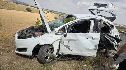 Ankara Elmadağ'da otomobil şarampole yuvarlandı : 3 yaralı