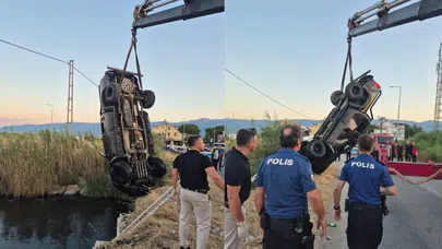 Balıkesir'de otomobil dereye uçtu : 2 ölü, 1 yaralı