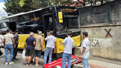Kartal'da İETT otobüsü elektrik panosuna çarptı