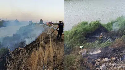 Antakya'da Asi Nehri kenarındaki sazlık alanda yangın : Ekipler tarafından söndürüldü