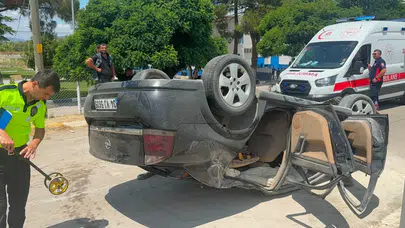 Tokat Erbaa'da otomobil devrildi : Sürücü yaralandı