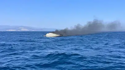 Didim açıklarında teknede yangın : 2 kişi denizden kurtarıldı, tekne battı