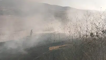 Susurluk'ta arazi yangını ekiplerin müdahalesiyle söndürüldü