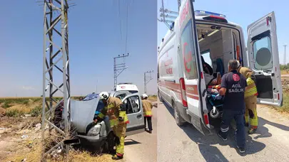 Hatay Reyhanlı'da araç elektrik direğine çarptı : 3 yaralı