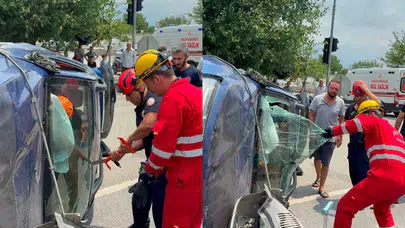 Hatay'da iki otomobil çarpıştı : Takla atan otomobilin sürücüsü yaralandı