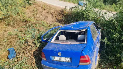 Bilecik'te sürücüsünün kontrolünden çıkan otomobil takla attı : 1 yaralı