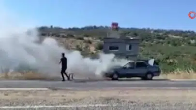 Gaziantep'te seyir halindeki araçta yangın çıktı