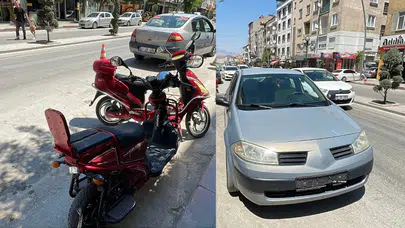 Otomobilin çarptığı elektrikli bisiklet sürücüsü yaralandı