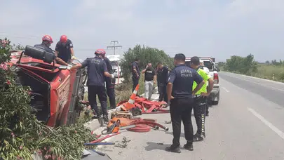 Adana Ceyhan'da yangına giden itfaiye aracı devrildi : 3 personel yaralandı