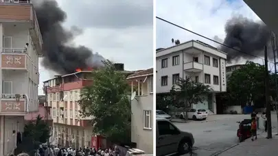 Arnavutköy’de korkutan yangın : Tüp parladı, çatı alev alev yandı