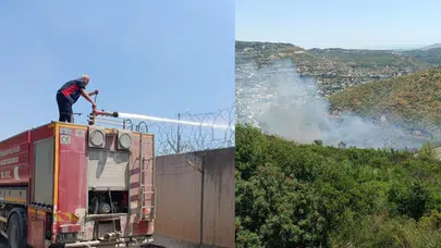 Suriye sınırında yangın : Ekipler tarafından kontrol altına alındı