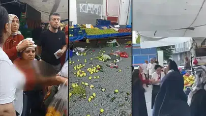 Beyoğlu'nda pazarcı müşterinin başına kalas attı
