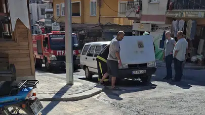 Denizli'de hareket halindeki otomobil yandı : Araçta maddi hasar meydana geldi