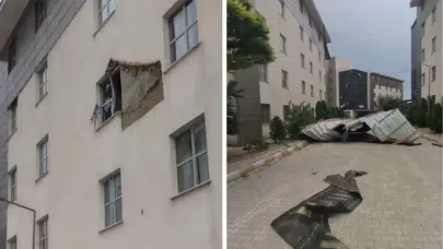 Van'da fırtına koptu : KYK yurdunun çatısı uçtu
