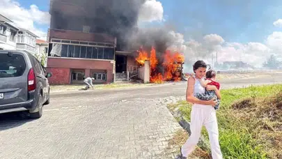 Tekirdağ Çorlu'da otluk alanda yangın : Garaj tamamen yandı