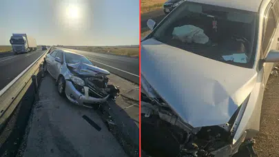 Mardin'de feci kaza : Otomobil bariyerlere çarptı, 1 yaralı