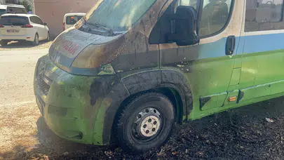Tekirdağ otluk alanda yangın : Toplu taşıma aracı zarar gördü