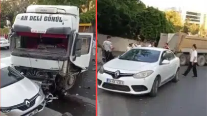 Esenler'de freni boşalan hafriyat kamyonu 7 araca çarptı