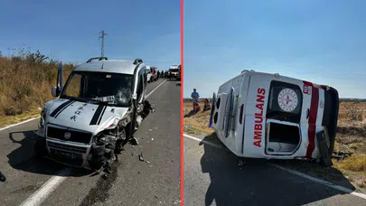 Kırklareli'nde ambulans ile 2 otomobil çarpıştı : 5 yaralı