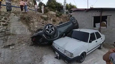 Hatay’da kaza yokuşu tehlikesi : 3 ayda 2 araç bahçeye uçtu