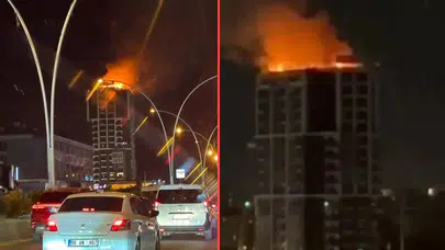 Ankara'da iş merkezinin çatısı alevlere teslim oldu