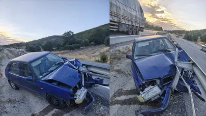 Bilecik Bozüyük'te otomobil refüje çarptı : 4'ü çocuk 7 yaralı