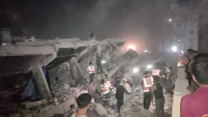 Gazze'de hasarlı bina vuruldu : Çok sayıda ölü ve yaralı